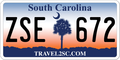 SC license plate ZSE672