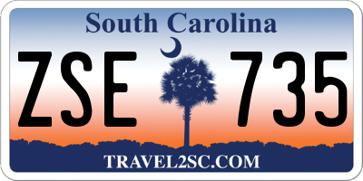 SC license plate ZSE735