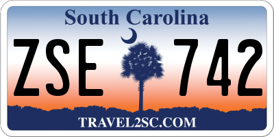 SC license plate ZSE742