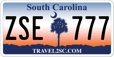SC license plate ZSE777