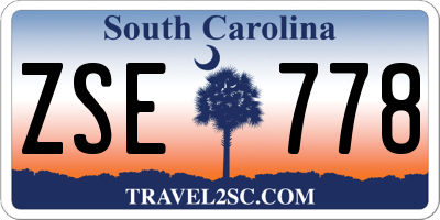 SC license plate ZSE778