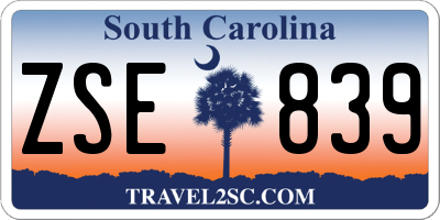 SC license plate ZSE839