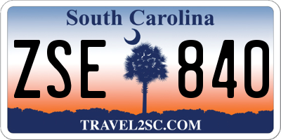 SC license plate ZSE840