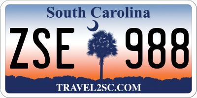 SC license plate ZSE988