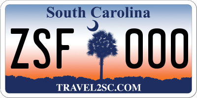 SC license plate ZSF000