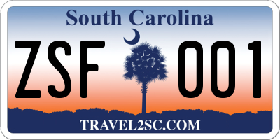 SC license plate ZSF001