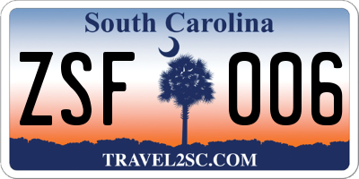 SC license plate ZSF006