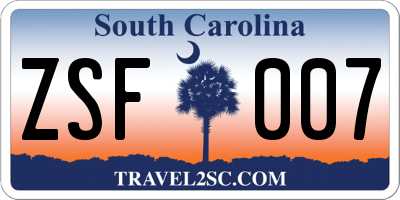 SC license plate ZSF007
