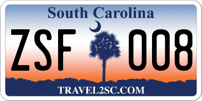 SC license plate ZSF008
