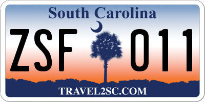 SC license plate ZSF011