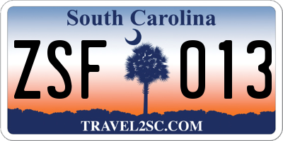 SC license plate ZSF013