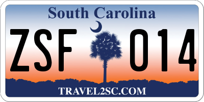 SC license plate ZSF014