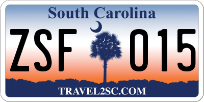 SC license plate ZSF015