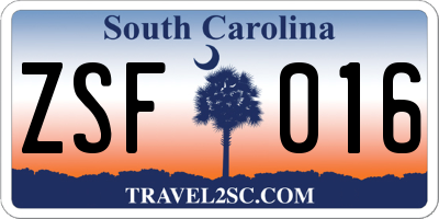 SC license plate ZSF016