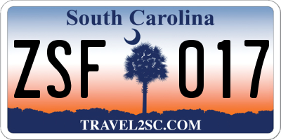 SC license plate ZSF017
