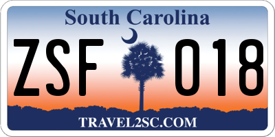 SC license plate ZSF018