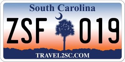 SC license plate ZSF019