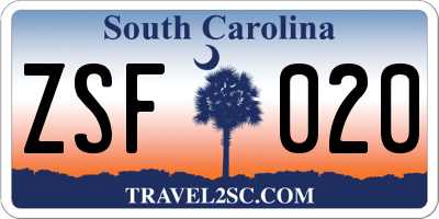SC license plate ZSF020
