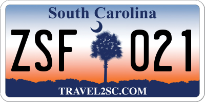 SC license plate ZSF021