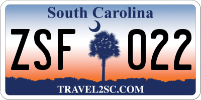 SC license plate ZSF022