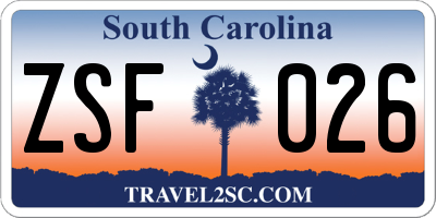 SC license plate ZSF026
