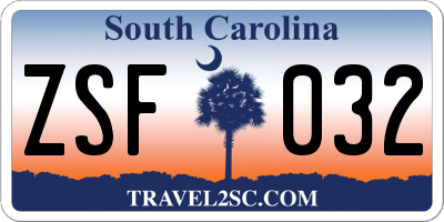 SC license plate ZSF032