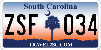 SC license plate ZSF034