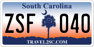 SC license plate ZSF040