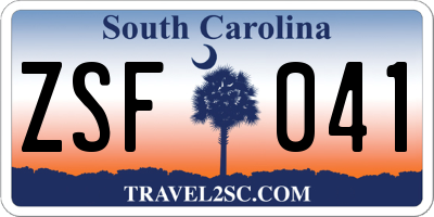 SC license plate ZSF041