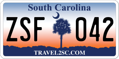 SC license plate ZSF042
