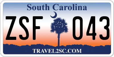 SC license plate ZSF043