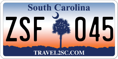 SC license plate ZSF045