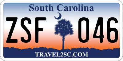 SC license plate ZSF046