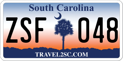 SC license plate ZSF048
