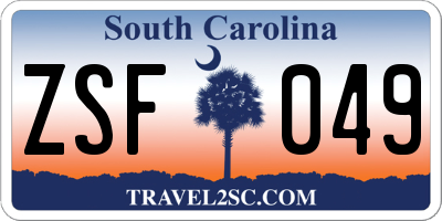 SC license plate ZSF049