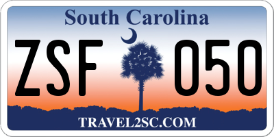 SC license plate ZSF050