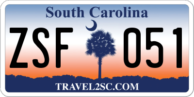 SC license plate ZSF051