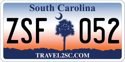SC license plate ZSF052