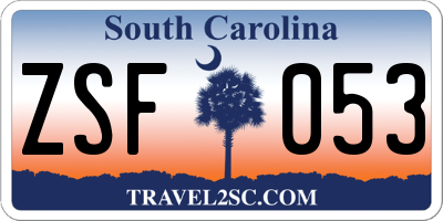 SC license plate ZSF053