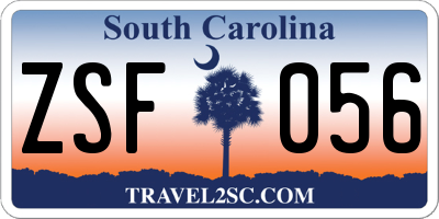 SC license plate ZSF056