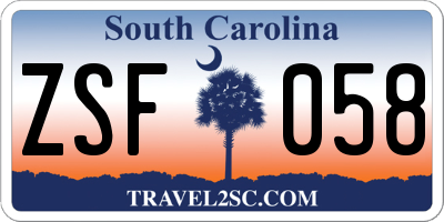 SC license plate ZSF058