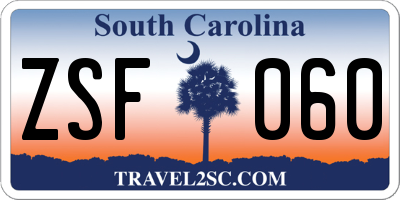 SC license plate ZSF060