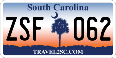 SC license plate ZSF062