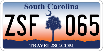 SC license plate ZSF065