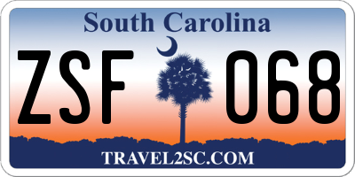 SC license plate ZSF068
