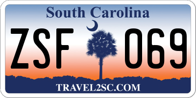SC license plate ZSF069