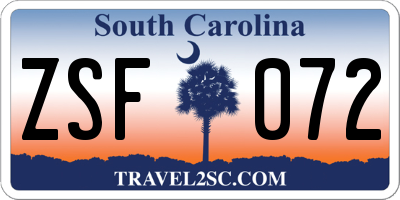 SC license plate ZSF072