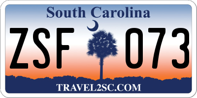 SC license plate ZSF073