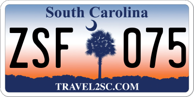 SC license plate ZSF075