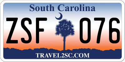 SC license plate ZSF076